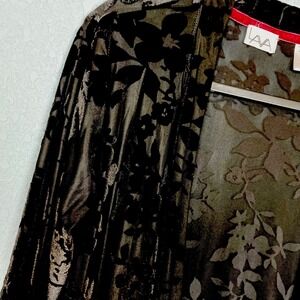 Lava Black Velvet Burnout Duster Kimono Size L Whimsigoth Floral Dark Romantic